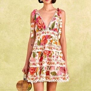 Farm Rio Macaw off white Bloom dress.